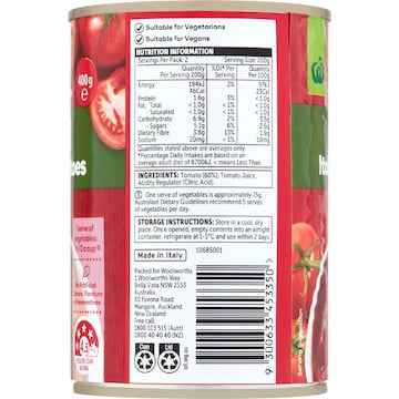 Woolworths Diced Italian Tomatoes 400g
