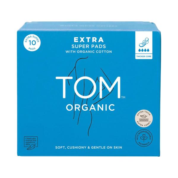 TOM ORGANIC PADS EXTRA THICK SUPER 10 PACK