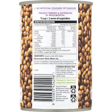 Macro Organic Lentils 425g