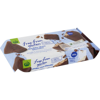 Woolworths Free From Gluten Double Choc Biscuit 160g