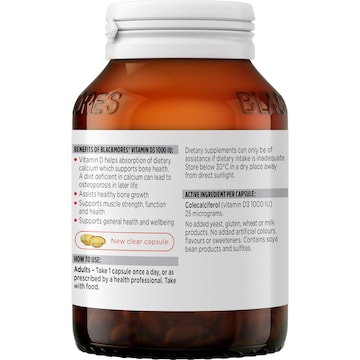 Blackmores Vitamin D3 1000IU Bone Health Immunity Capsules 200 pack