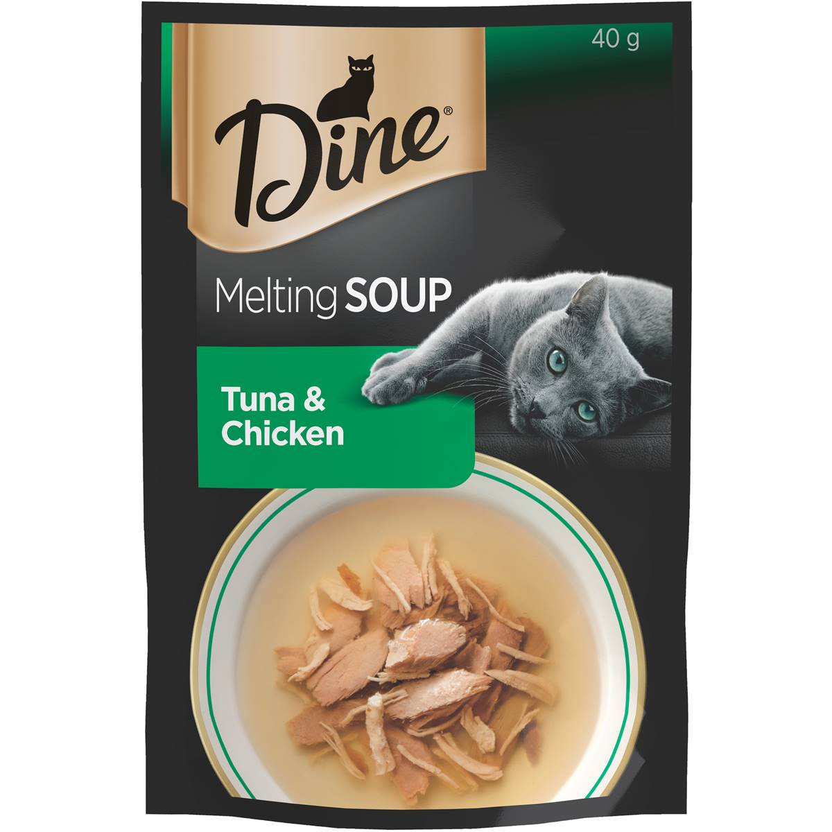 Dine Melting Soup Adult Wet Cat Food Tuna & Chicken Pouch 40g