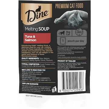 Dine Melting Soup Adult Wet Cat Food Tuna & Salmon Pouch 40g