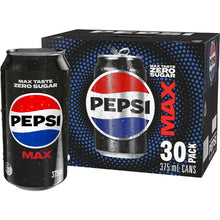 Pepsi Max No Sugar Cola Soft Drink Cans Multipack 375ml x 30 Pack