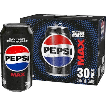 Pepsi Max No Sugar Soft Drink Cans 375mL x 30 pack