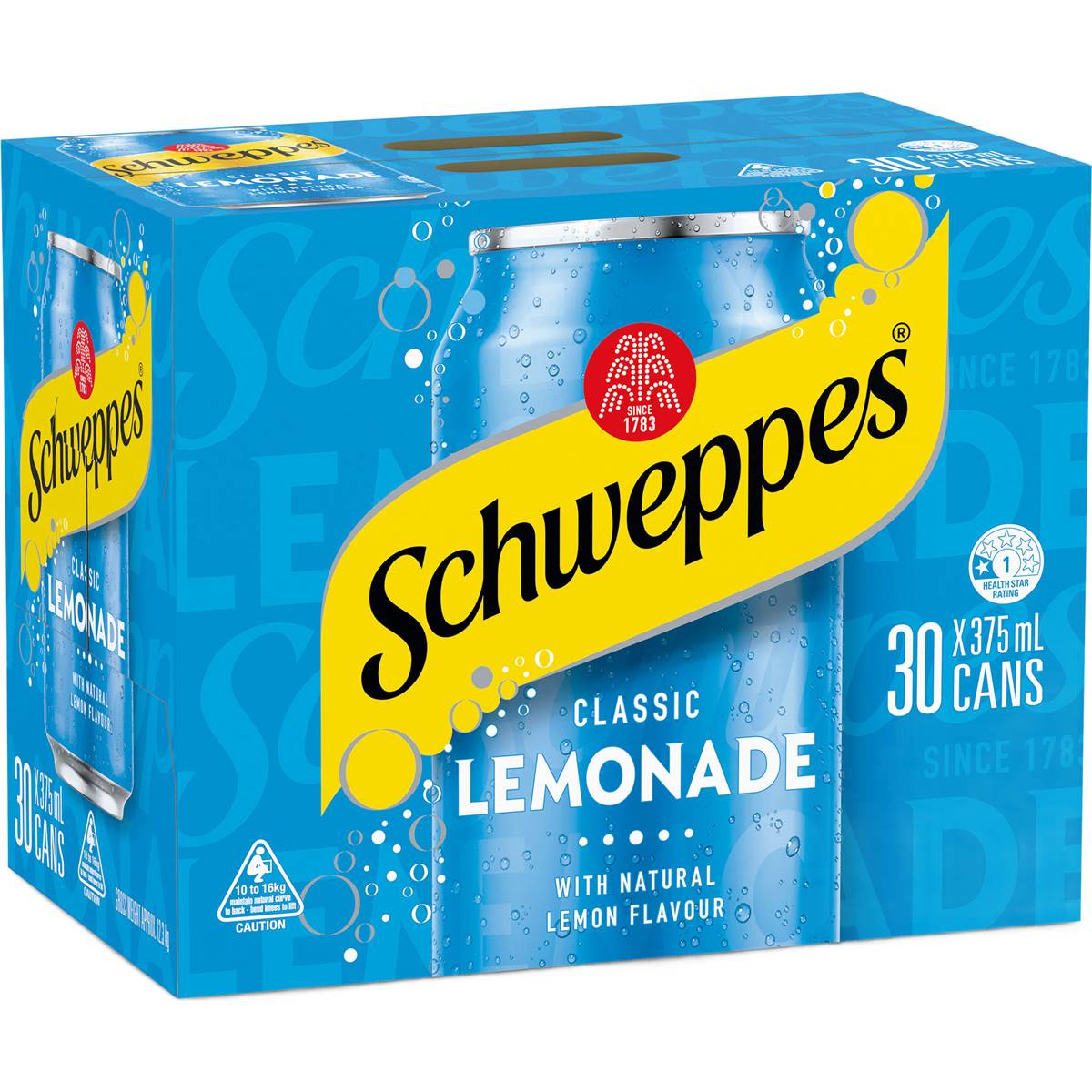 Schweppes Lemonade Soft Drink Cans Multipack 375ml x 30 Pack