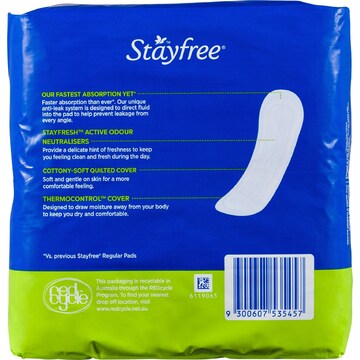 Stayfree Regular Pads No Wings 20 pack