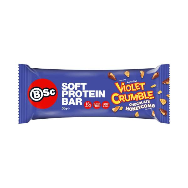 BSC X VIOLET CRUMBLE SOFT PROTEIN BAR CHOCOLATE HONEYCOMB 55G