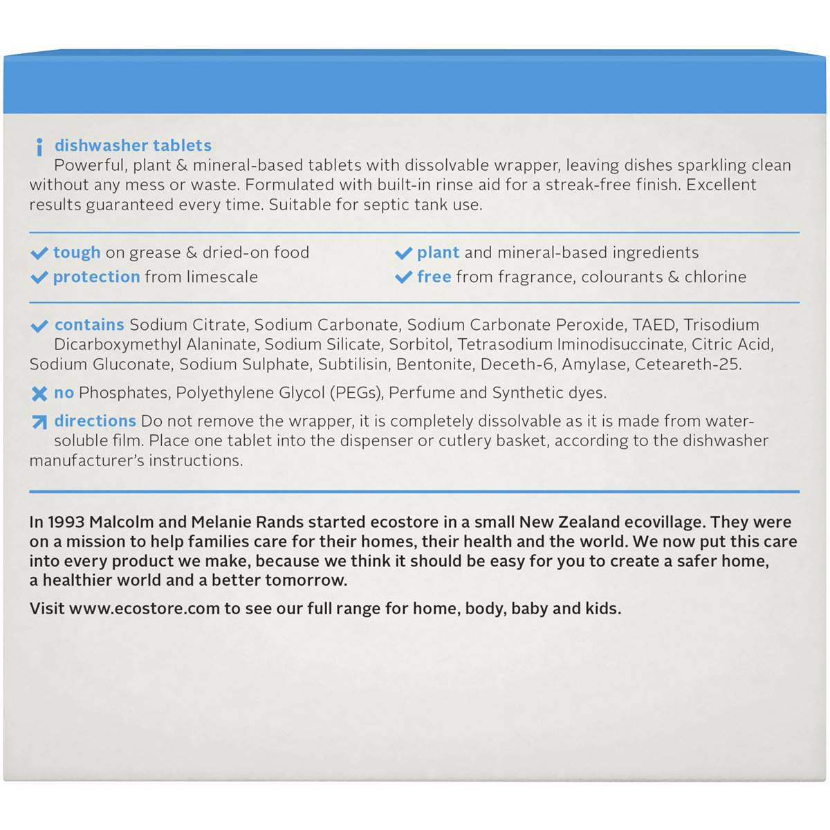 Ecostore Dishwasher Tablets Fragrance Free 50 Pack