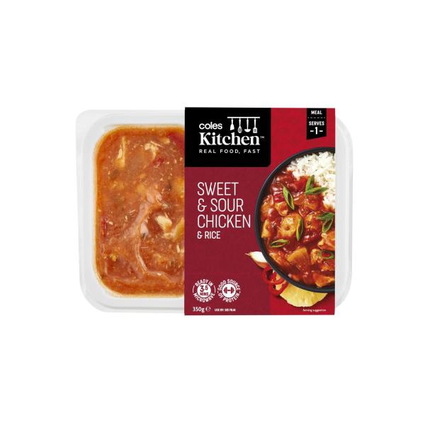 COLES KITCHEN SWEET & SOUR CHICKEN & RICE 350G