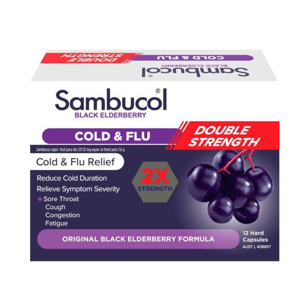 SAMBUCOL BLACK ELDERBERRY COLD & FLU DOUBLE STRENGTH TABS 12PK