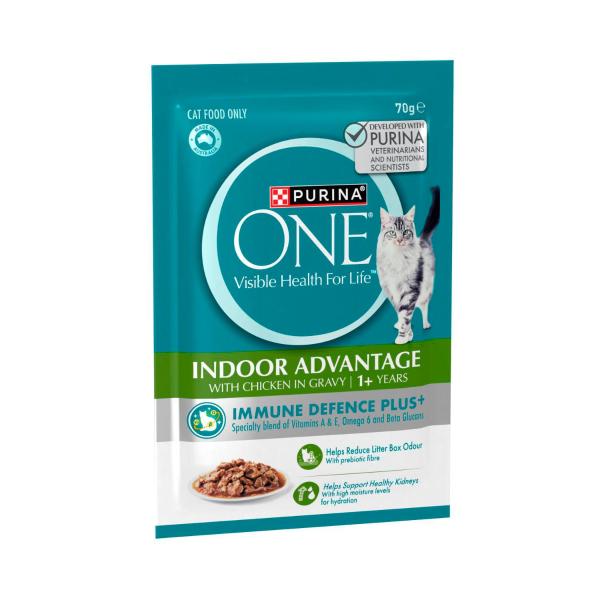PURINA ONE ADULT INDOOR CAT FOOD WITH CHICKEN POUCH 70GRAM