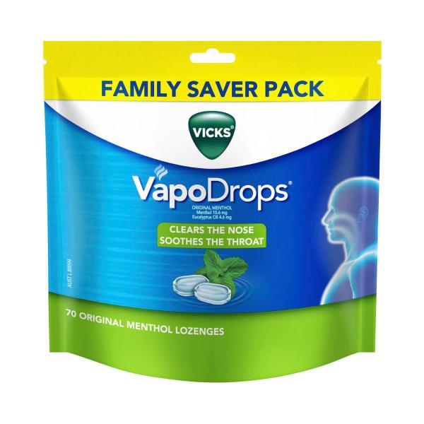 VICKS VAPORDROPS ORIGINAL MENTHOL 70PK