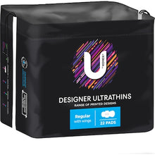 U by Kotex Designer Ultrathin Pads Regular With Wings 22 pack