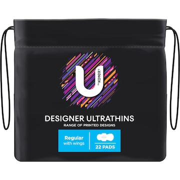 U by Kotex Designer Ultrathin Pads Regular With Wings 22 pack