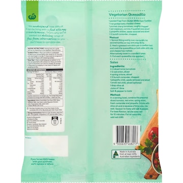 Woolworths Free From Gluten Ingredients Tortilla Corn 280g