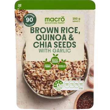 Macro Brown Rice Quinoa Chia & Garlic Pouch 250g