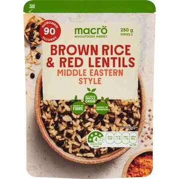 Macro Brown Rice & Red Lentils Pouch Middle Eastern Style 250g