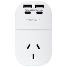 Terminal 2 Outbound Travel Adaptor with 4 USB Ports for UK, Ireland, Hong Kong & More V2