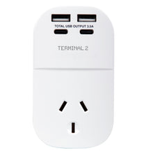 Terminal 2 Outbound Travel Adaptor with 4 USB Ports for Europe, Russia, Vietnam & More