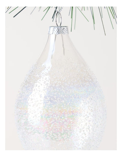 Luxe Christmas Glass Finial Bauble OrnamentClear: 14cm