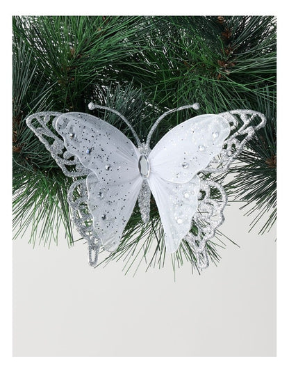 Luxe Christmas Glitter & Mesh Butterfly Clip