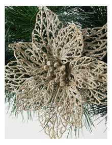 Luxe Christmas 20 cm Glittered Lace Poinsettia Clip