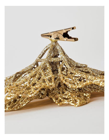 Luxe Christmas 20 cm Glittered Lace Poinsettia Clip