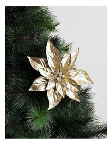 Luxe Christmas Foil Faux Poinsettia & Gems Clip Ornament