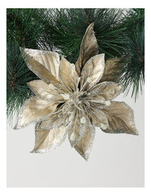 Luxe Christmas Foil Faux Poinsettia & Gems Clip Ornament