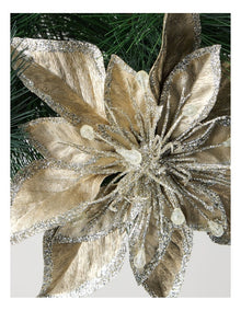 Luxe Christmas Foil Faux Poinsettia & Gems Clip Ornament