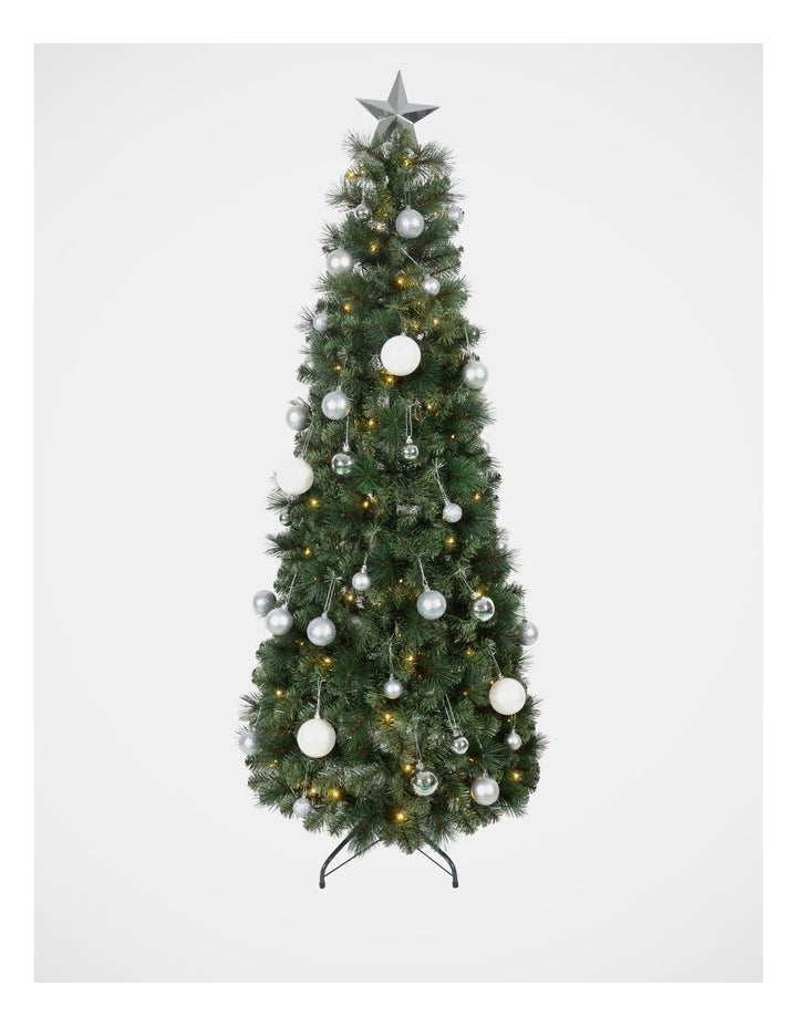 Conifer 180cm 100L Pre-lit Complete Christmas Tree In A Box 661 tips in Silver