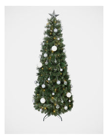 Conifer 180cm 100L Pre-lit Complete Christmas Tree In A Box 661 tips in Silver
