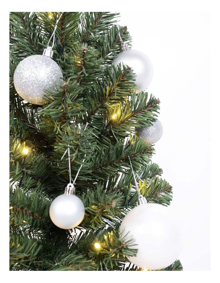 Conifer 180cm 100L Pre-lit Complete Christmas Tree In A Box 661 tips in Silver
