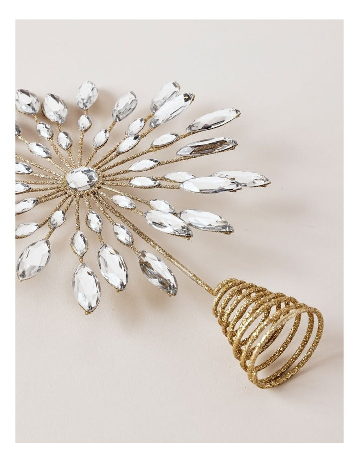 Luxe Christmas Champagne Gem & Glitter Snowflake Tree Topper