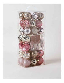 Luxe Christmas Assorted DeLuxe Christmas Champagne & Pink Shatter-Resistant Ornaments 50pk