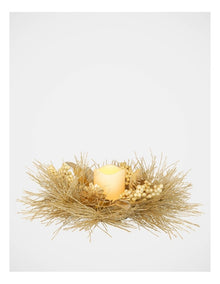 Luxe Christmas Glittered Pine, Faux Berry & Pinecone Hurricane