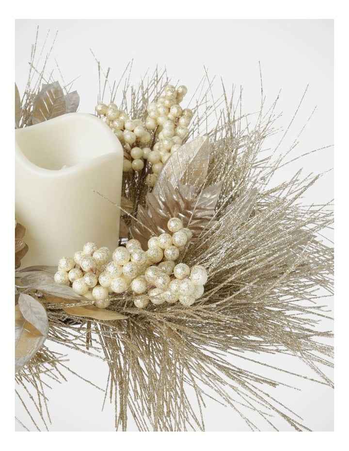 Luxe Christmas Glittered Pine, Faux Berry & Pinecone Hurricane