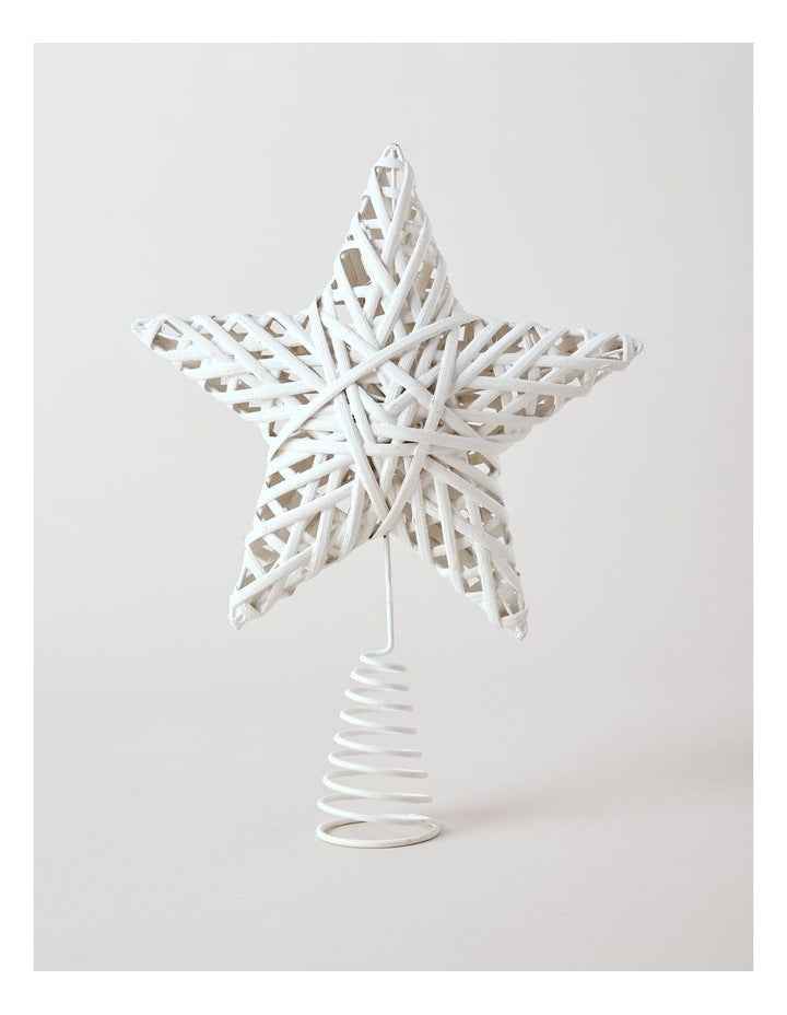 Eucalyptus Christmas White Faux Willow Star Tree-Topper