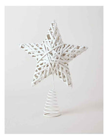 Eucalyptus Christmas White Faux Willow Star Tree-Topper