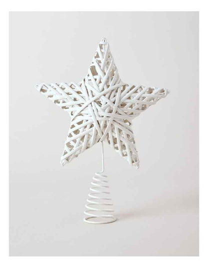 Eucalyptus Christmas White Faux Willow Star Tree-Topper
