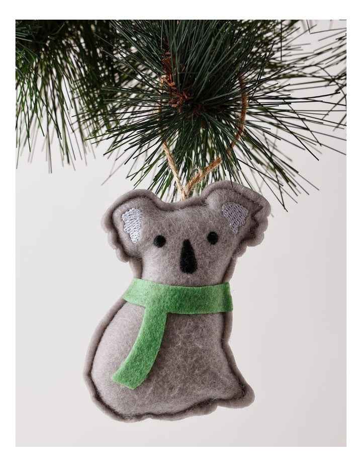 Eucalyptus Christmas Grey Stitched Fabric Koala Hanging Ornament