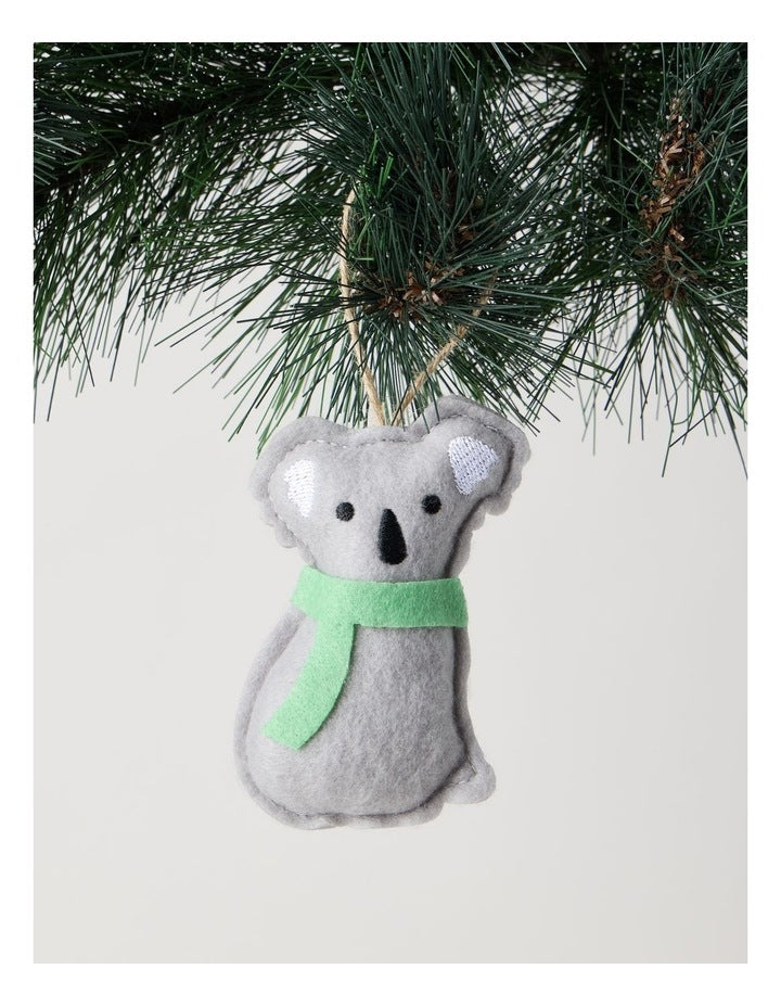 Eucalyptus Christmas Grey Stitched Fabric Koala Hanging Ornament
