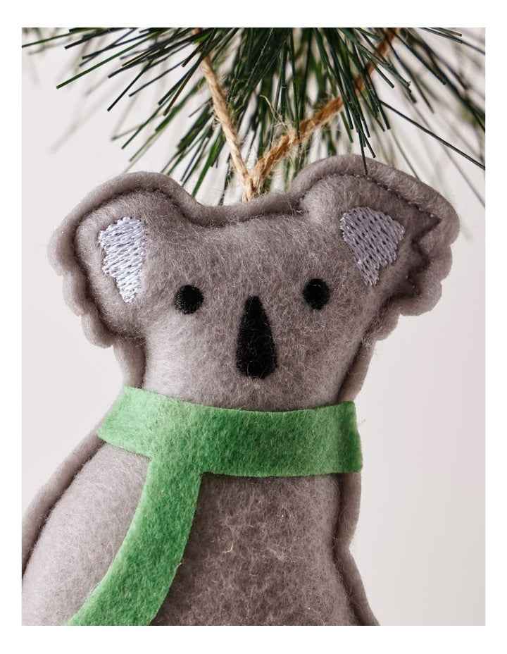 Eucalyptus Christmas Grey Stitched Fabric Koala Hanging Ornament