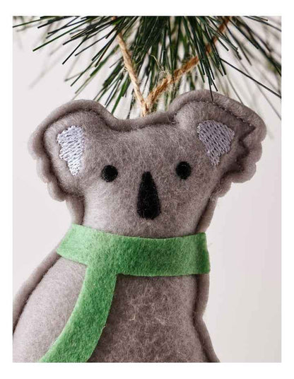 Eucalyptus Christmas Grey Stitched Fabric Koala Hanging Ornament