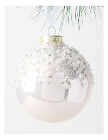 Luxe Christmas Pink Dripped Beaded Bauble