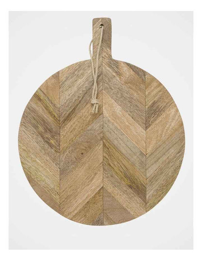 40x30cm Herringbone Wood Round Paddle Board Natural
