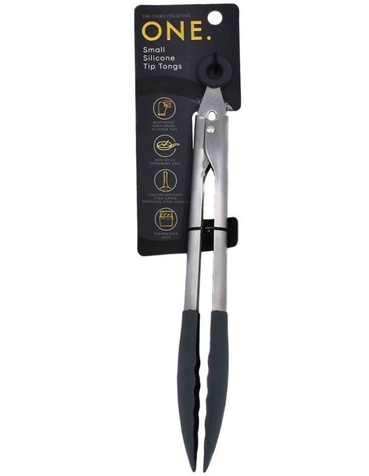 ONE Small 23cm Silicone Tip Tongs in Black