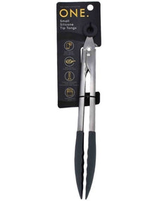 ONE Small 23cm Silicone Tip Tongs in Black