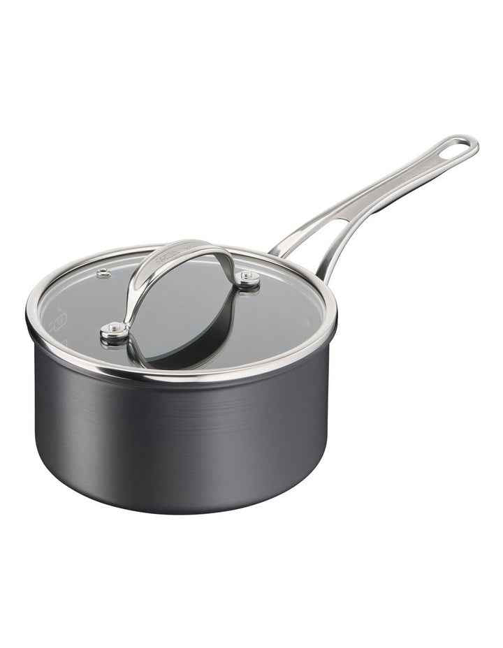 Cooks Classic Hard Anodised Induction Saucepan with Lid 18cm in Coal Grey